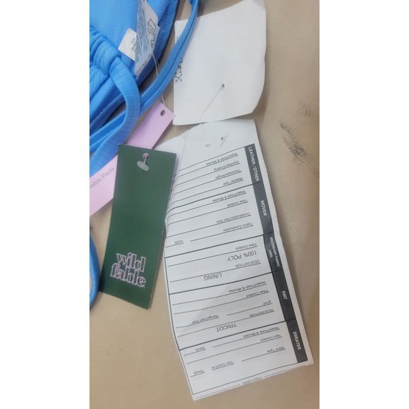 Women's Ribbed Triangle String Bikini Top - Wild Fable Blue Small - Picture 8 of 9